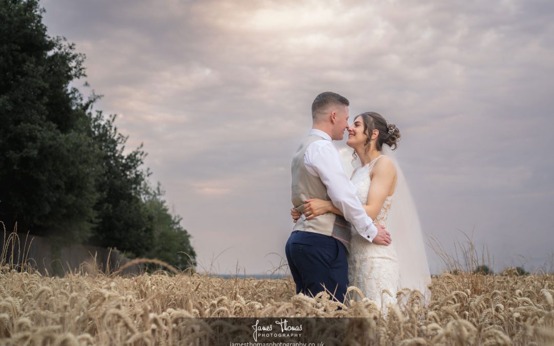 Bride and Groom in an Essex Wheat Field