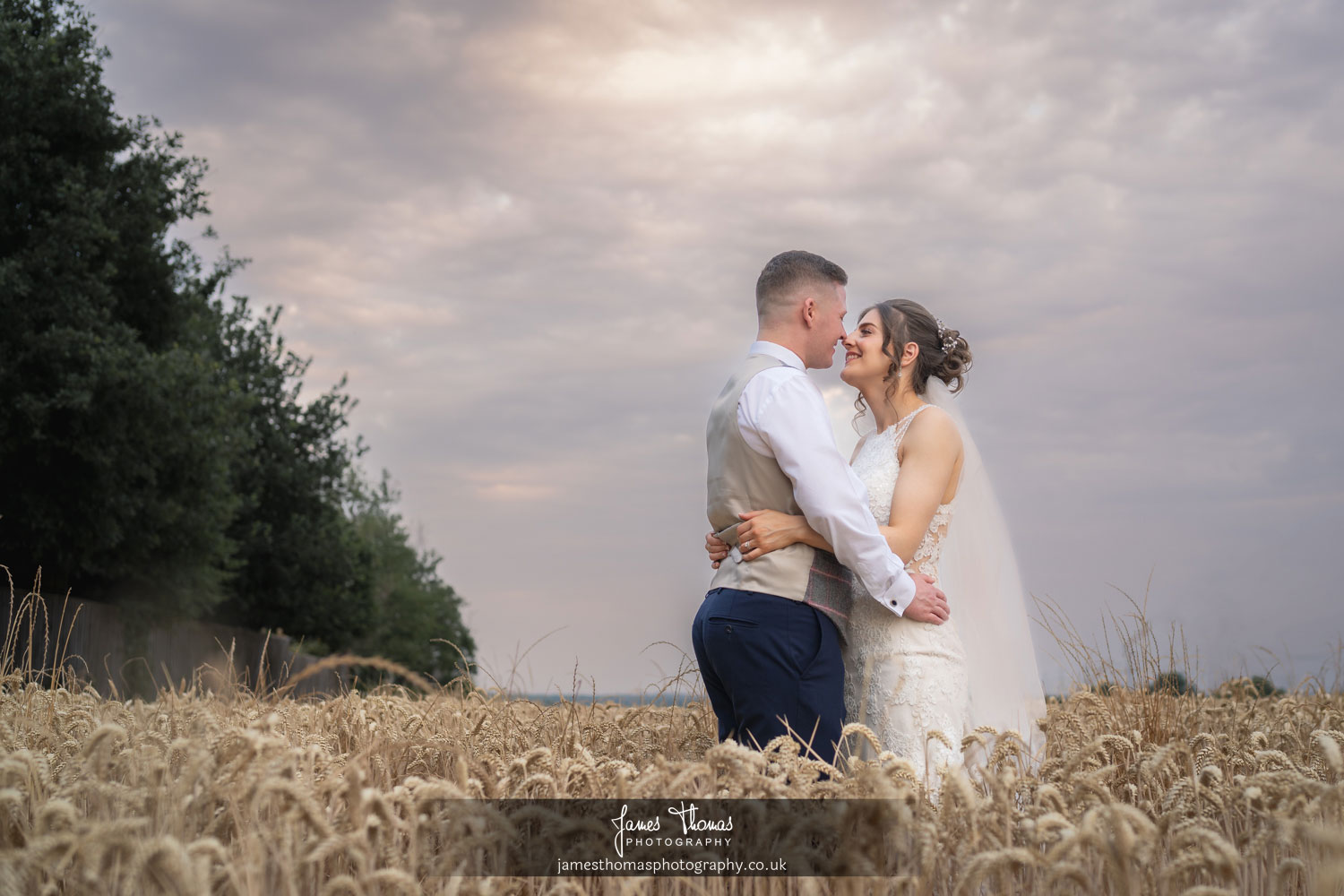 Bride and Groom in an Essex Wheat Field